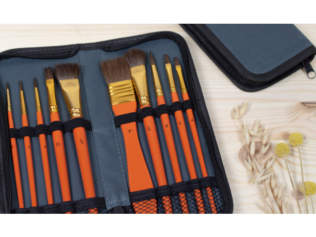 Penselen Kangaro aquarelset van 10 stuks in etui