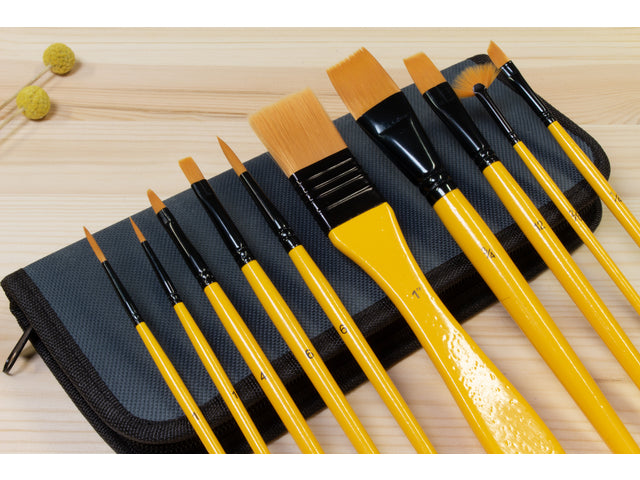 Penselen Kangaro acrylverfset van 10 stuks in etui