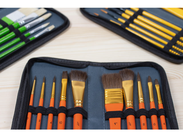 Penselen Kangaro acrylverfset van 10 stuks in etui