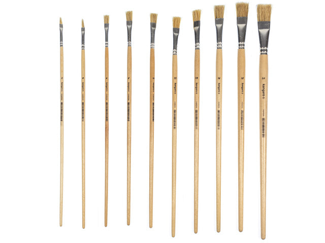 Lyonse Penselen Kangaro Koker mit 10 Penselen #2-20 Gelakt aus Holz