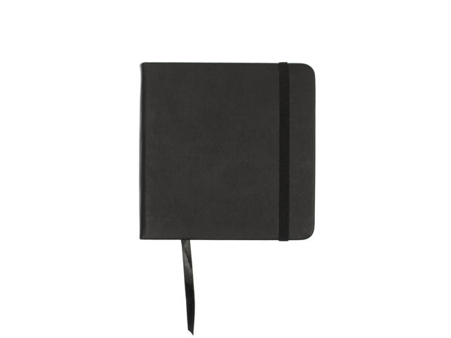 Schetsboek Kangaro 12x12cm zwart PU hardcover 80 blad 140 grams roomwit papier met elastiek en lint
