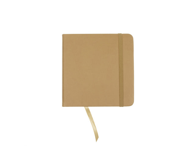 Schetsboek Kangaro 12x12cm taupe PU HC 80 vel 140gr roomwit met elastiek en lint