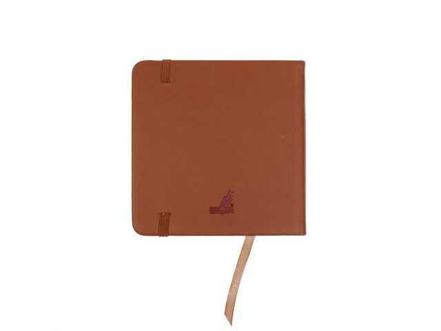 Schetsboek Kangaro 12x12cm cognac PU HC 80 vel 140gr roomwit met elastiek en lint