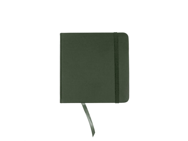 Schetsboek Kangaro 12x12cm forest green PU HC 80 vel 140gr roomwit met elastiek en lint