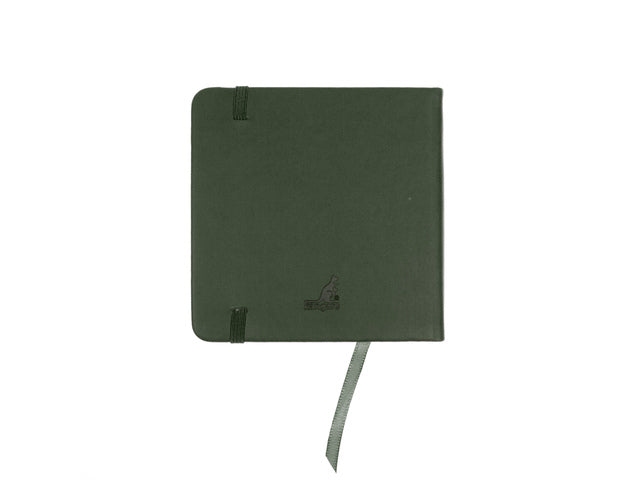 Schetsboek Kangaro 12x12cm forest green PU HC 80 vel 140gr roomwit met elastiek en lint