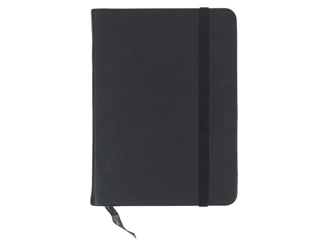 Schetsboek Kangaro A6 zwart PU hardcover 80 blad 140 grams roomwit papier met elastiek en lint