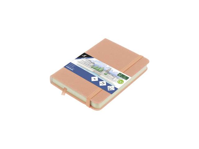Schetsboek Kangaro A6 oud roze PU hardcover 80 blad 140 grams roomwit papier met elastiek en lint