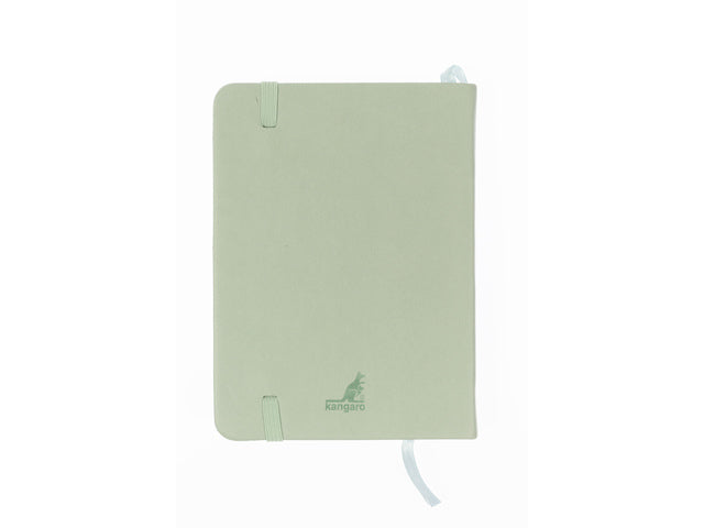 Schetsboek Kangaro A6 mint PU hardcover 80 blad 140 grams roomwit papier met elastiek en lint