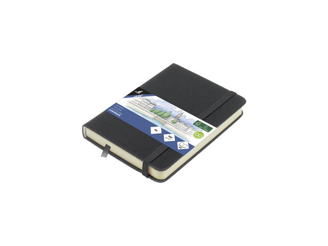 Schetsboek Kangaro A6 cold grey PU HC 80 vel 140gr roomwit met elastiek en lint