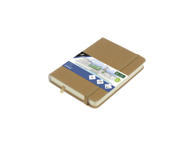 Schetsboek Kangaro A6 taupe PU HC 80 vel 140gr roomwit met elastiek en lint