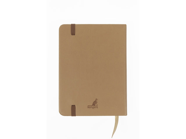 Schetsboek Kangaro A6 taupe PU HC 80 vel 140gr roomwit met elastiek en lint