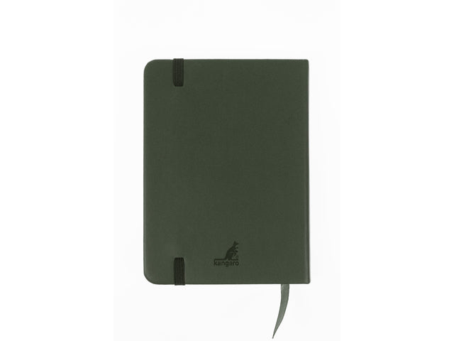 Schetsboek Kangaro A6 bosgroen PU HC 80 vel 140gr roomwit met elastiek en lint