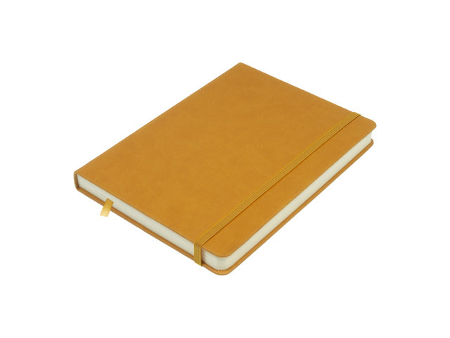 Schetsboek Kangaro A5 okergeel PU HC 80 blad 140gr roomwit met elastiek en lint