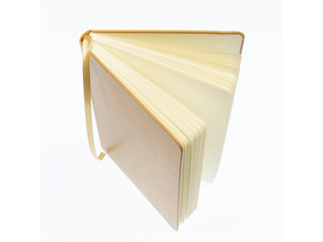 Schetsboek Kangaro A5 okergeel PU HC 80 blad 140gr roomwit met elastiek en lint