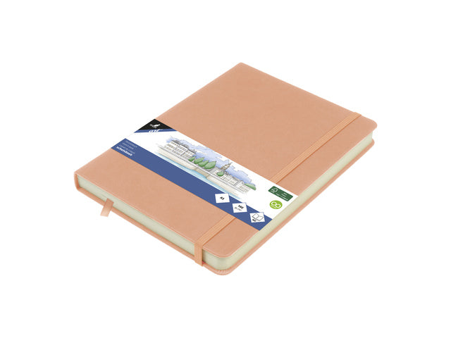 Schetsboek Kangaro A5 oud roze PU HC 80 blad 140gr roomwit met elastiek en lint