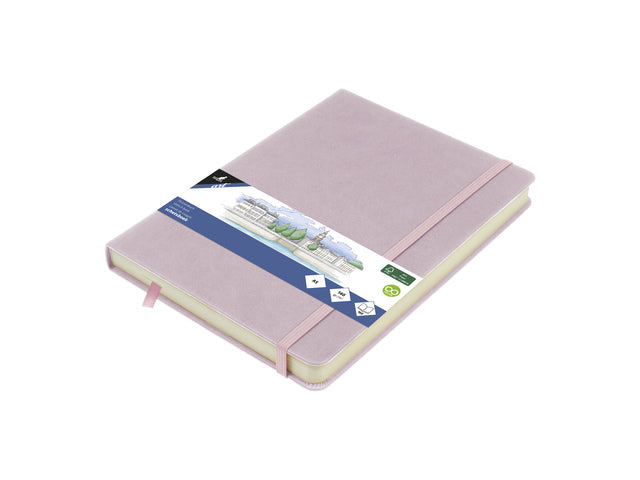 Schetsboek Kangaro A5 violet PU HC 80 blad 140gr roomwit met elastiek en lint