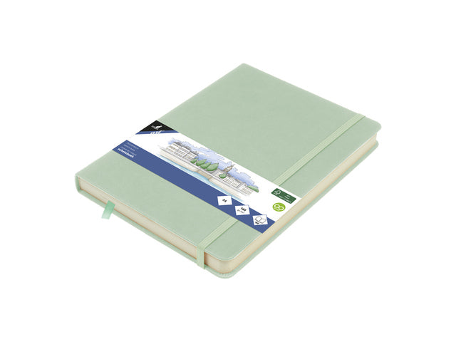 Schetsboek Kangaro A5 mint PU HC 80 blad 140gr roomwit met elastiek en lint