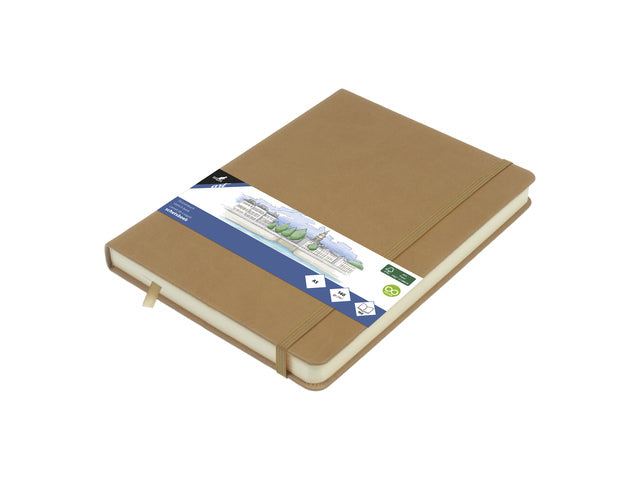 Schetsboek Kangaro A5 taupe PU HC 80 vel 140gr roomwit met elastiek en lint