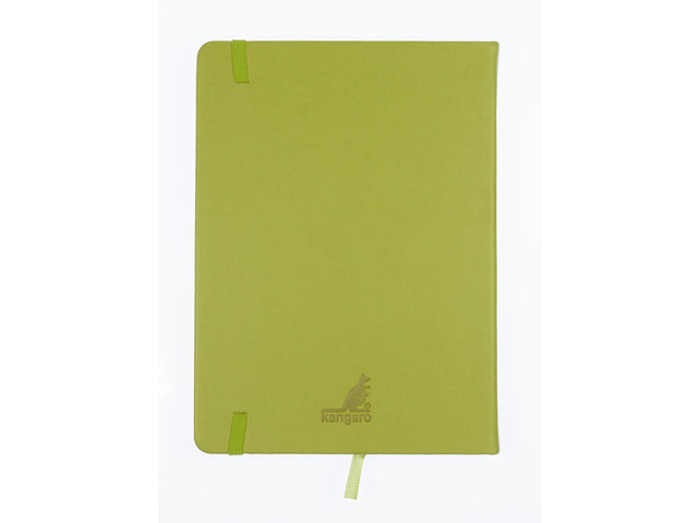 Schetsboek Kangaro A5 lime green PU HC 80 vel 140gr roomwit met elastiek en lint