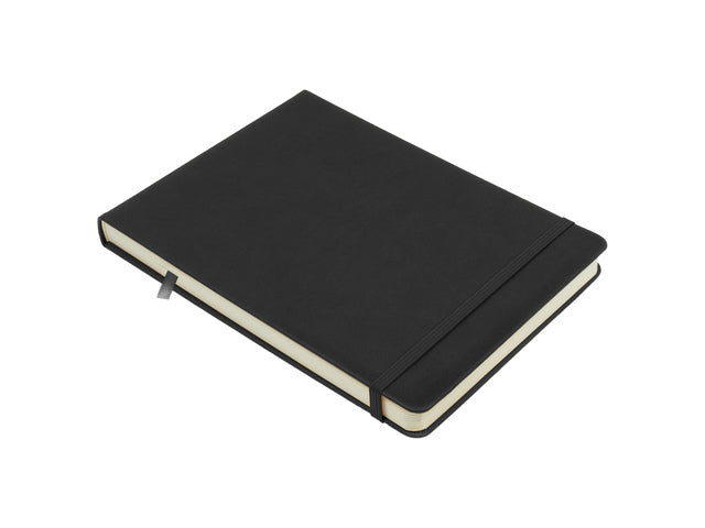 Schetsboek Kangaro A5 landscape zwart PU HC 80 blad 140gr roomwit met elastiek en lint