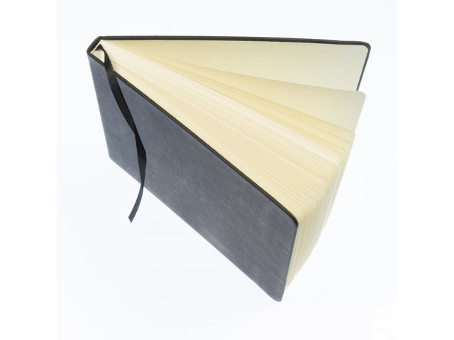 Schetsboek Kangaro A5 landscape zwart PU HC 80 blad 140gr roomwit met elastiek en lint