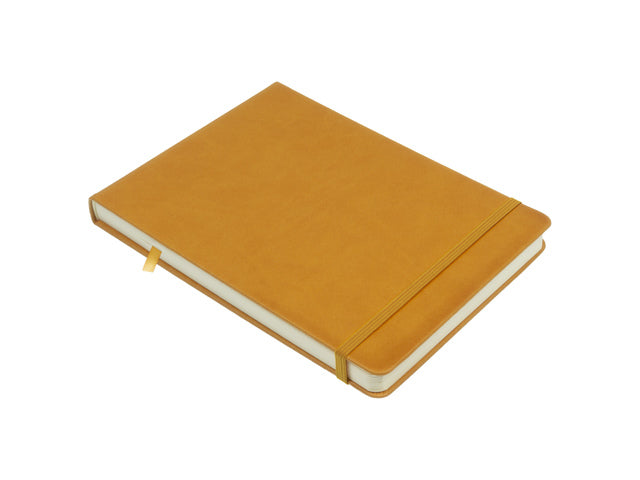 Schetsboek Kangaro A5 landscape okergeel PU HC 80 blad 140gr roomwit met elastiek en lint