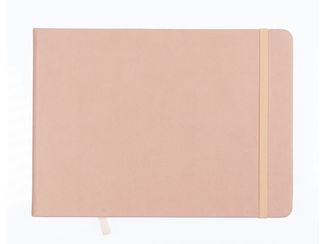 Schetsboek Kangaro A5 landscape oud roze PU HC 80 blad 140gr roomwit met elastiek en lint
