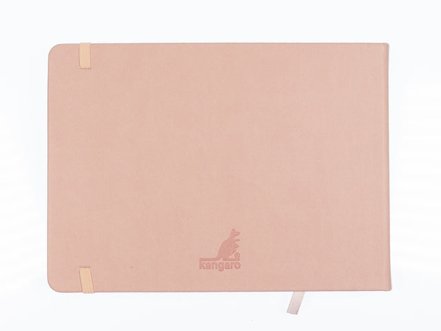 Schetsboek Kangaro A5 landscape oud roze PU HC 80 blad 140gr roomwit met elastiek en lint