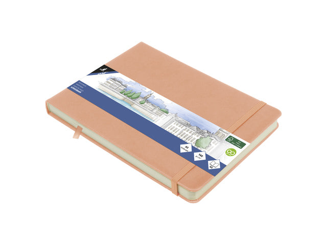 Schetsboek Kangaro A5 landscape oud roze PU HC 80 blad 140gr roomwit met elastiek en lint