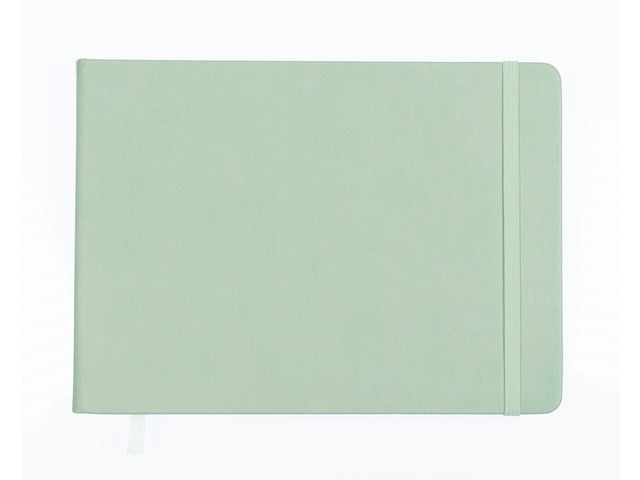 Schetsboek Kangaro A5 landscape mint PU HC 80 blad 140gr roomwit met elastiek en lint