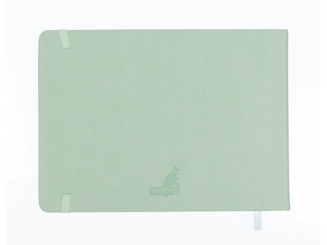 Schetsboek Kangaro A5 landscape mint PU HC 80 blad 140gr roomwit met elastiek en lint