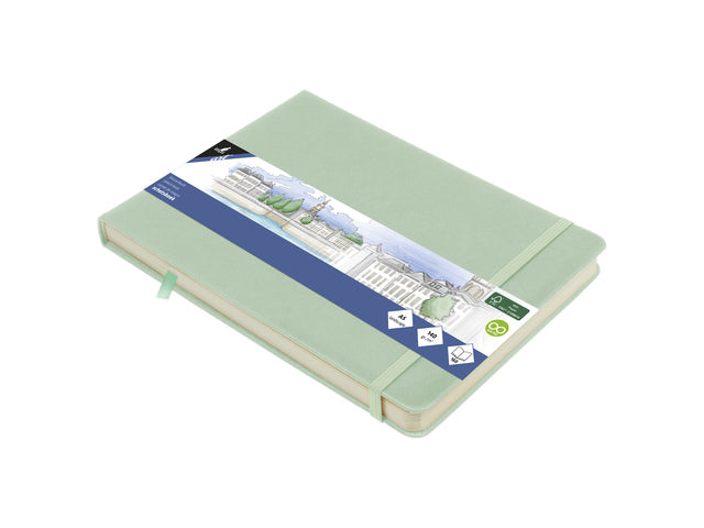 Schetsboek Kangaro A5 landscape mint PU HC 80 blad 140gr roomwit met elastiek en lint