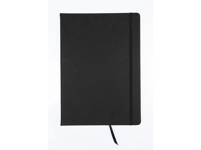 Schetsboek Kangaro A4 zwart PU HC 80 blad 140gr roomwit met elastiek en lint