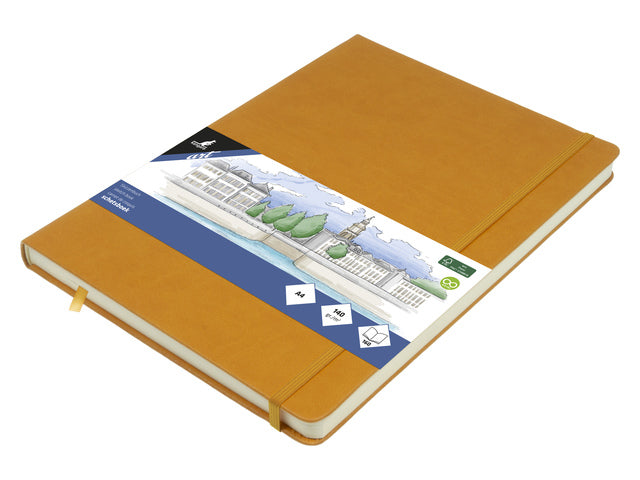 Schetsboek Kangaro A4 weiß PU HC 80 Blatt 140gr Raumweiß mit Elastik und Flusen
