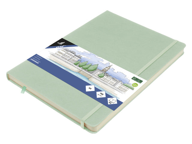 Schetsboek Kangaro A4 Mint PU HC 80 Blatt 140gr Raumweiß mit Elastik und Flusen