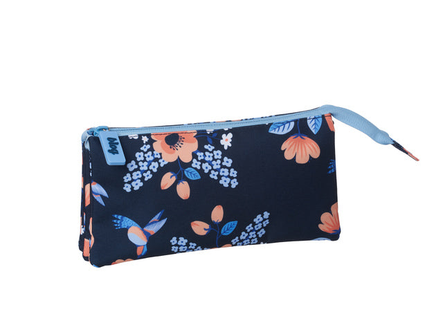 Pennen etui Flowers, met rits