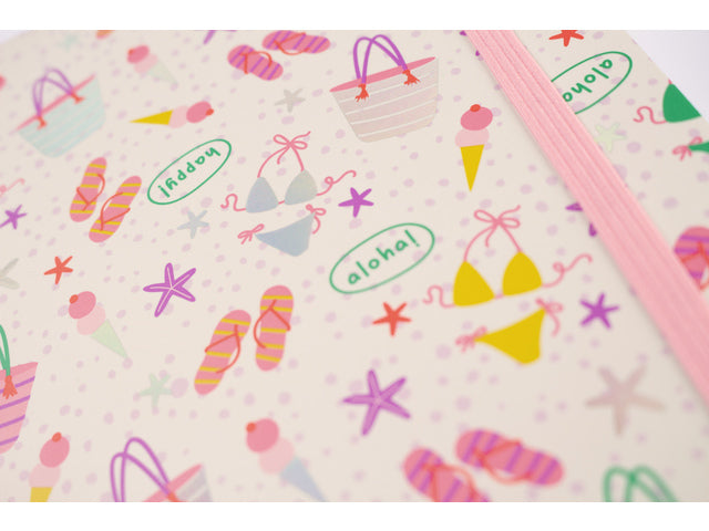 Spiraalboek Beach Happy A5 lijn pak a 2 stuks assorti