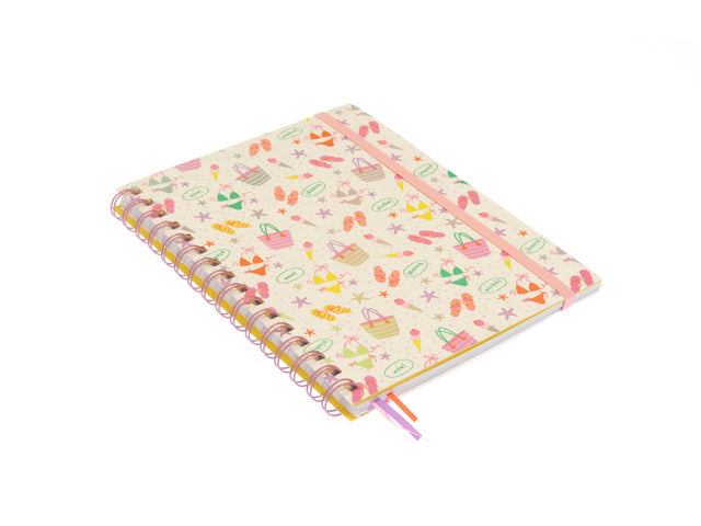 Spiraalboek Beach Happy A5 lijn pak a 2 stuks assorti