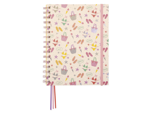 Spiraalboek Beach Happy A5 lijn pak a 2 stuks assorti