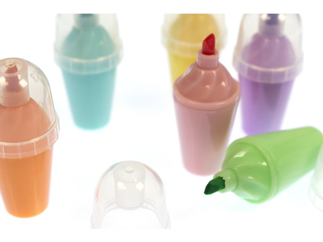 Textmarker: Beach Happy 6 Stück in Doosje. Bullitpoint 0,8–2,5 mm Durchmesser