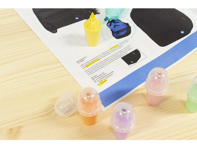 Textmarker: Beach Happy 6 Stück in Doosje. Bullitpoint 0,8–2,5 mm Durchmesser