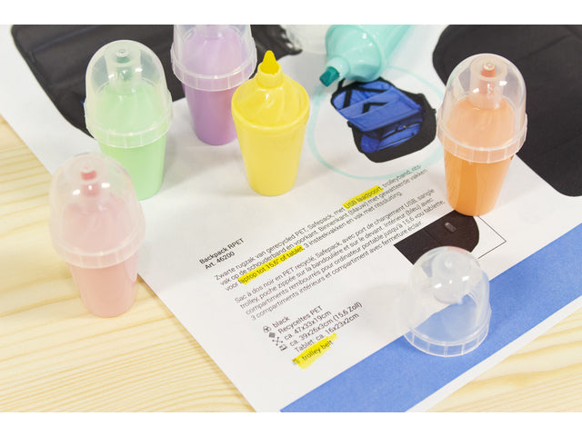 Textmarker: Beach Happy 6 Stück in Doosje. Bullitpoint 0,8–2,5 mm Durchmesser