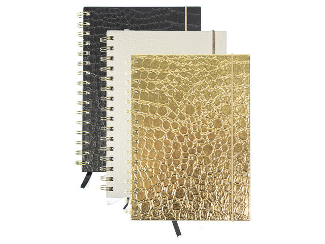 Spiraalboek Pure Croco A5 lijn HC pak a 3 stuks assorti