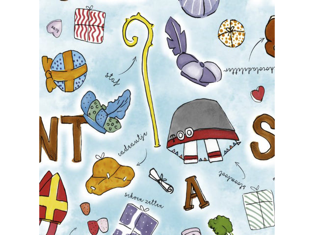 Toonbankrol Sint papier blauw 80 gram 30 cm ras 200 meter