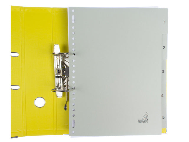 Tabblad ECO Kangaro A4 cijfers 180 grams grijs karton 23-gaats 5-delig