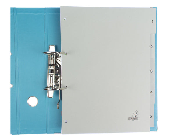 Tabblad ECO Kangaro A4 cijfers 180 grams grijs karton 4-gaats 5-delig