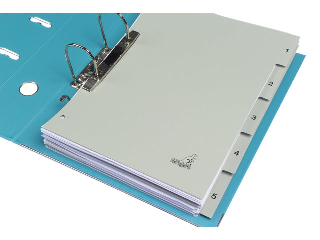 Tabblad ECO Kangaro A4 cijfers 180 grams grijs karton 4-gaats 5-delig