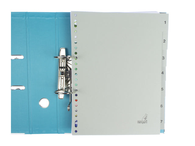 Tabblad ECO Kangaro A4 cijfers 180 gram grijs karton 23-gaats 7-delig