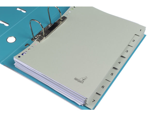 Tabblad ECO Kangaro A4 cijfers 180 gram grijs karton 23-gaats 7-delig