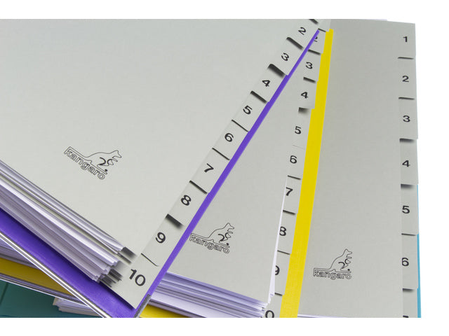 Tabblad ECO Kangaro A4 cijfers 180 gram grijs karton 23-gaats 7-delig